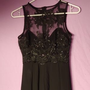 Black lace flowy romper